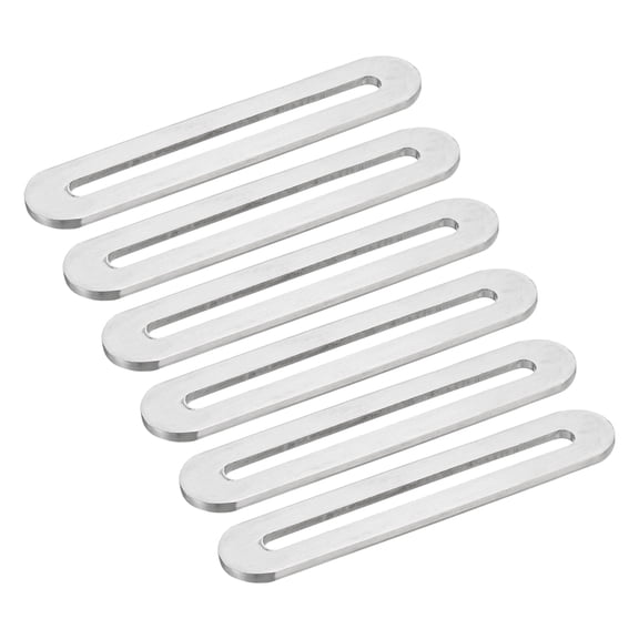6Pcs Adjustable Flat Mending Plate Support with Slot, 3.54 x 0.75 Inch Stainless Steel Slotted Straight Brace Brackets for Wooden Furniture, Silver