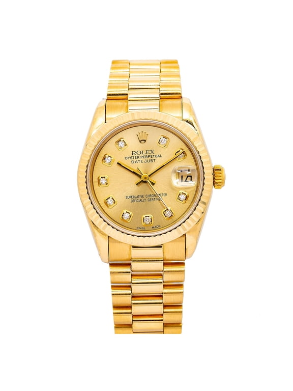 Pre-Owned Rolex Datejust 31MM 6827 Champagne Diamond Dial Yellow Gold President Bracelet