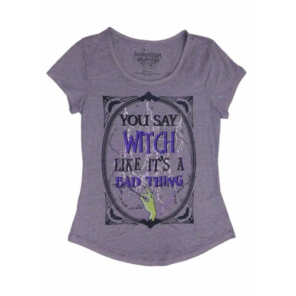 Junior Womens You Say Witch Like It's A Bad Thing Halloween Shirt Semi-Sheer Tee Medium