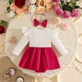 thumbnail image 3 of Mnyotv Baby Girls Clothes Cute Bow Rompers with Headbands Long Sleeve Jumpsuits Fall Winter Outfits for Infants Size 3-6 Months, 3 of 6
