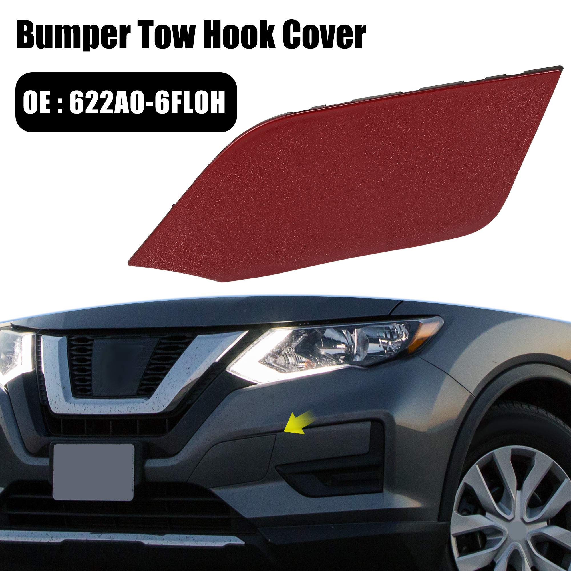 Unique Bargains Front Tow Hook Eye Cover for Nissan Rogue 2017-2020 Red