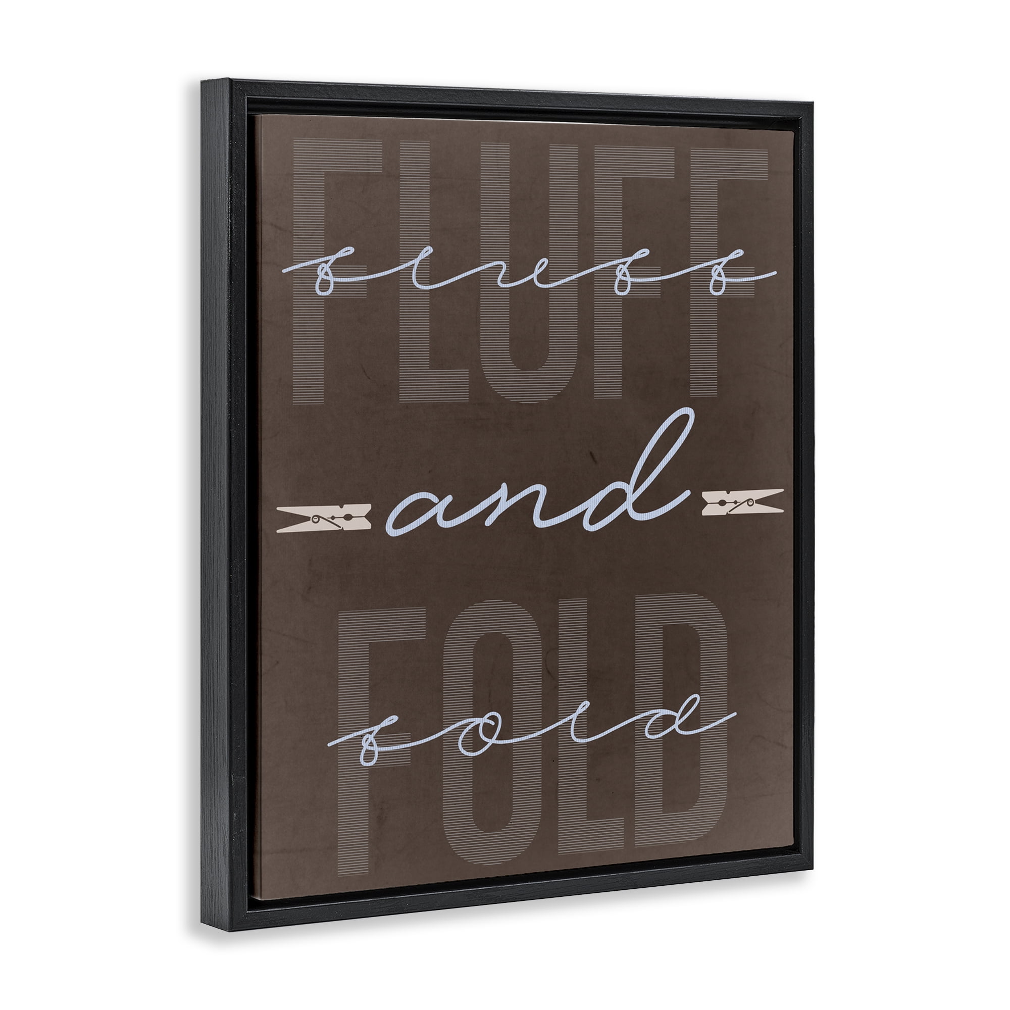 Fluff And Fold Brown Minimal Black Framed Floater Canvas Wall Art, design by Marcus Prime
