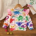 thumbnail image 2 of Odeerbi Toddler Sweatshirt Baby Girls Clothes Flying Sleeve Pullover Dinosaur Print Tops Blouse Multicolor, 2 of 9