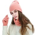 thumbnail image 1 of Hat Scarf Gloves Set Classic Unisex Thermal Gloves Loop Scarf Ribbed Knit Cap, 1 of 10
