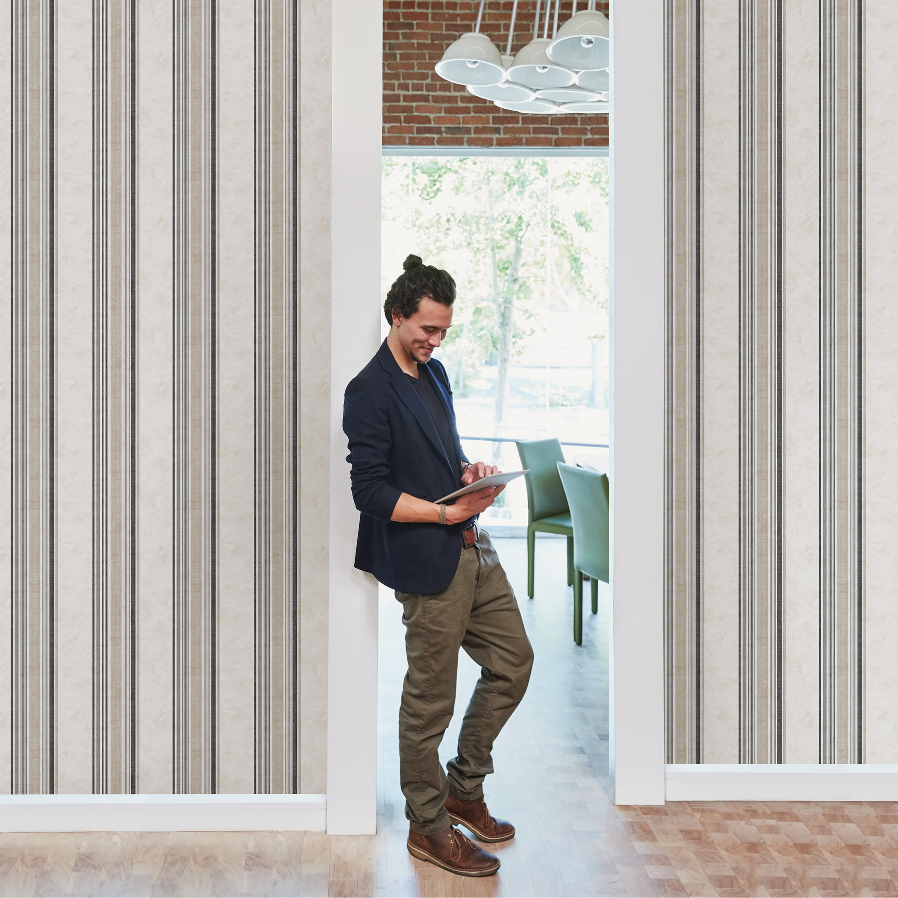 Chesapeake Hamilton Grey Stripe Wallpaper