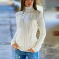 thumbnail image 4 of Suéter de cuello alto de punto cable ligero para mujer (L), 4 of 4