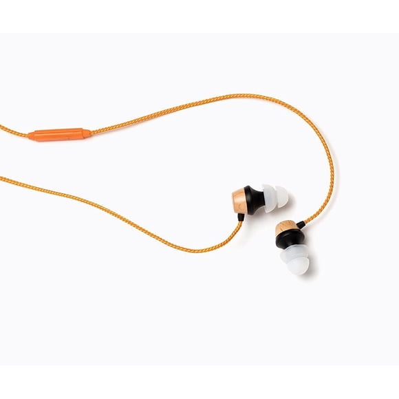 Symphonized ALN Écouteurs Intra-Auriculaires en Bois Véritable Isolants du Bruit, Écouteurs avec Micro (Rayure Orange)