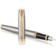 thumbnail image 1 of PARKER IM Fountain Pen, Brushed Metal, Medium Nib with Blue Ink Refill, Gift Box (1931656) Parker Unisex, 1 of 8