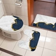 thumbnail image 4 of Navy Blue Gold Marble Bath Mat 3 Piece Bathroom Rug Set, Modern Abstract Marble Crack Texture Non Slip Bath Rug Contour Mat and Toilet Lid Cover, Absorbent Shower Mats Soft Bath Rugs and Mats Sets, 4 of 8
