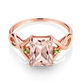 thumbnail image 2 of Gem Stone King 2.04 Ct Peach Simulated Morganite Green Simulated Peridot 18K Rose Gold Plated Silver Ring (Size 8), 2 of 5