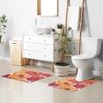 thumbnail image 6 of Yayeee Bath Rugs for Bathroom Floor Set of 2 Non Slip Fluffy Soft Absorbent Mat, Orange Hand Drawn Floral, 6 of 7