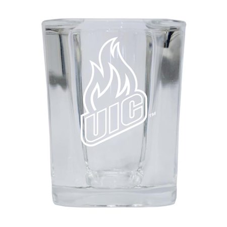 

R & R Imports SGSE2-C-CHI20 University of Illinois at Chicago 2 oz Square Shot Glass Laser Etched Logo Design - Pack of 2