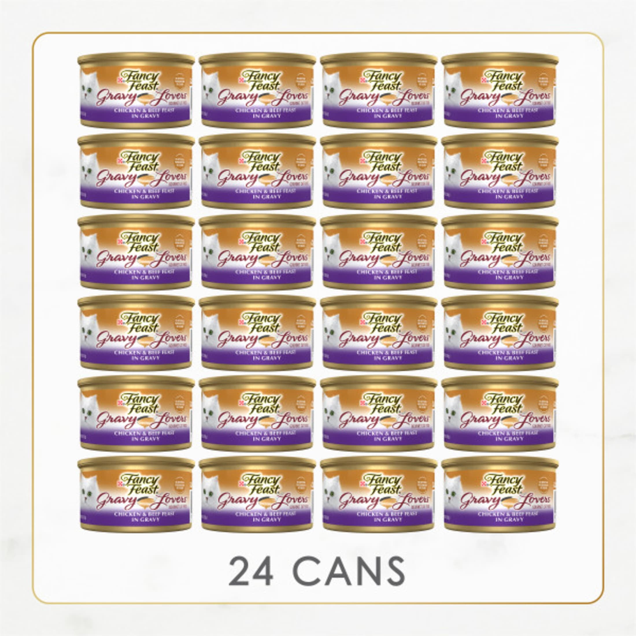 Purina Fancy Feast Gravy Lovers Wet Cat Food Chicken Beef, 3 oz Cans (24 Pack)