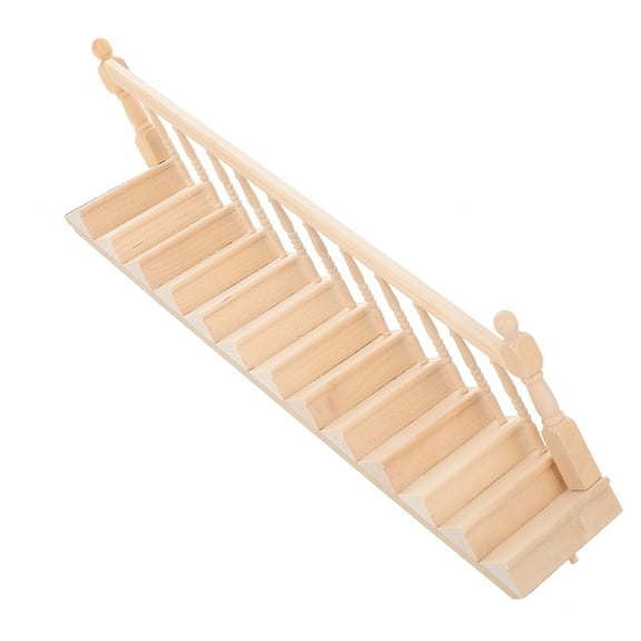 SILENRADAWN 1 Set Miniature Furniture Staircase for Dollhouse Decorative Diy Enthusiasts Wood Color 11.8x2.7x0.7in
