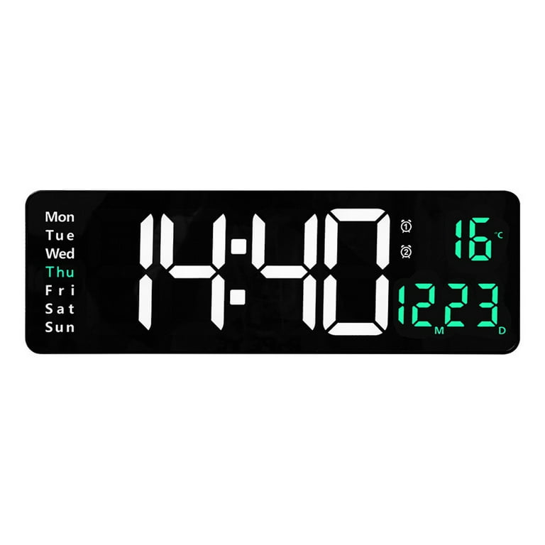 Large Digital Wall Clock , Large Display Digital Clock with Time Date Temp  Week, Timer, Wall Mount for Living Room/Gym/Shop/Warehouse/Office  Decor,green，G165530 