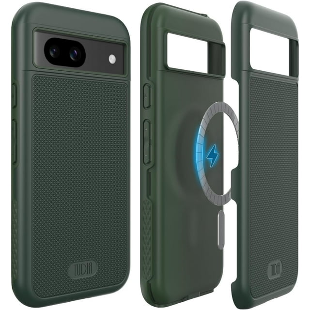 TUDIA MergeGrip Google Pixel 8a Case 2024 Compatible MagSafe Double Couche - Vert Pin