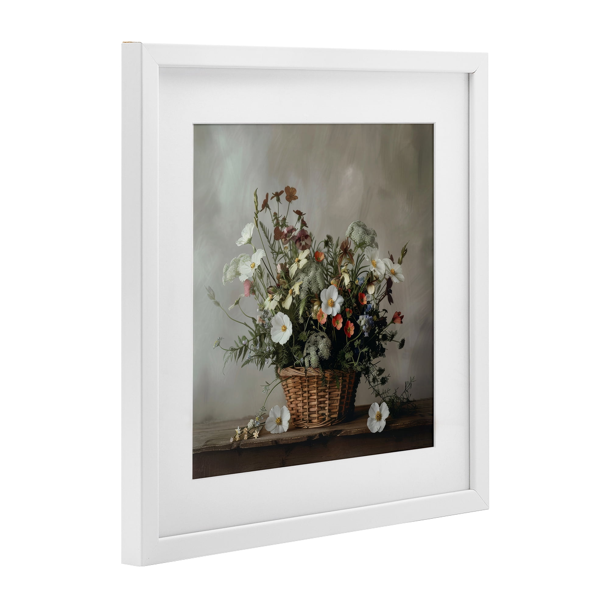 Stupell Industries Flowers In A Basket Arrangement White Framed Print Under Glass, design by Lazar Studio