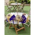 thumbnail image 3 of Outdoor Tablecloth with Umbrella Hole and Zipper, Christmas Tree Round Table Cloth 60 Inch Waterproof Tablecloth, Winter Snowflake Blue Xmas Tree Abstract Picnic Table Cover for Patio Camping, 3 of 7