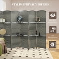 thumbnail image 4 of HOMCOM Folding Privacy Screen with Shelves, 6 Panel Room Divider, Grey, 4 of 10