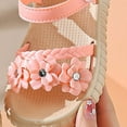 thumbnail image 5 of ZACPNCV Girl's Sandals Clear Rhinestone Glitter Ankle Strap Flat Sandals Summer Beach Vacation Sandal Pink 3.5-4 Years, 5 of 7