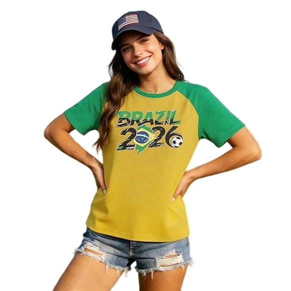 Canada 2026 Soccer Shirts for Women Mexico Shirts Soccer Graphic Jerseys Brazil USA Football Soccer V Neck Tops
