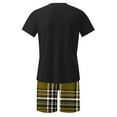 thumbnail image 3 of APEXFWDT Mens Sleep Pajamas Set Soft Short Sleeve Tops and Plaid Shorts Bottom 2 Piece Pj's Set for Loungewear Sleepwear , L,Yellow, 3 of 6