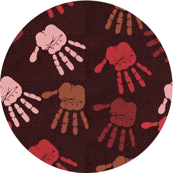 Ahgly Company Indoor Round Patterned FireBrick Red Area Rugs, 3' Round