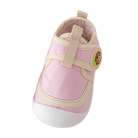 

Siilsaa Baby Shoes Barefoot Sneakers Walking Shoes Wide Safty House Slippers Non-Slip Soft Sole Hook and Loop Cute Cartoon Shoes Pink 8
