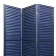 thumbnail image 2 of 3 Panel Foldable Wooden Shutter Screen with Straight Legs, Blue, 2 of 2