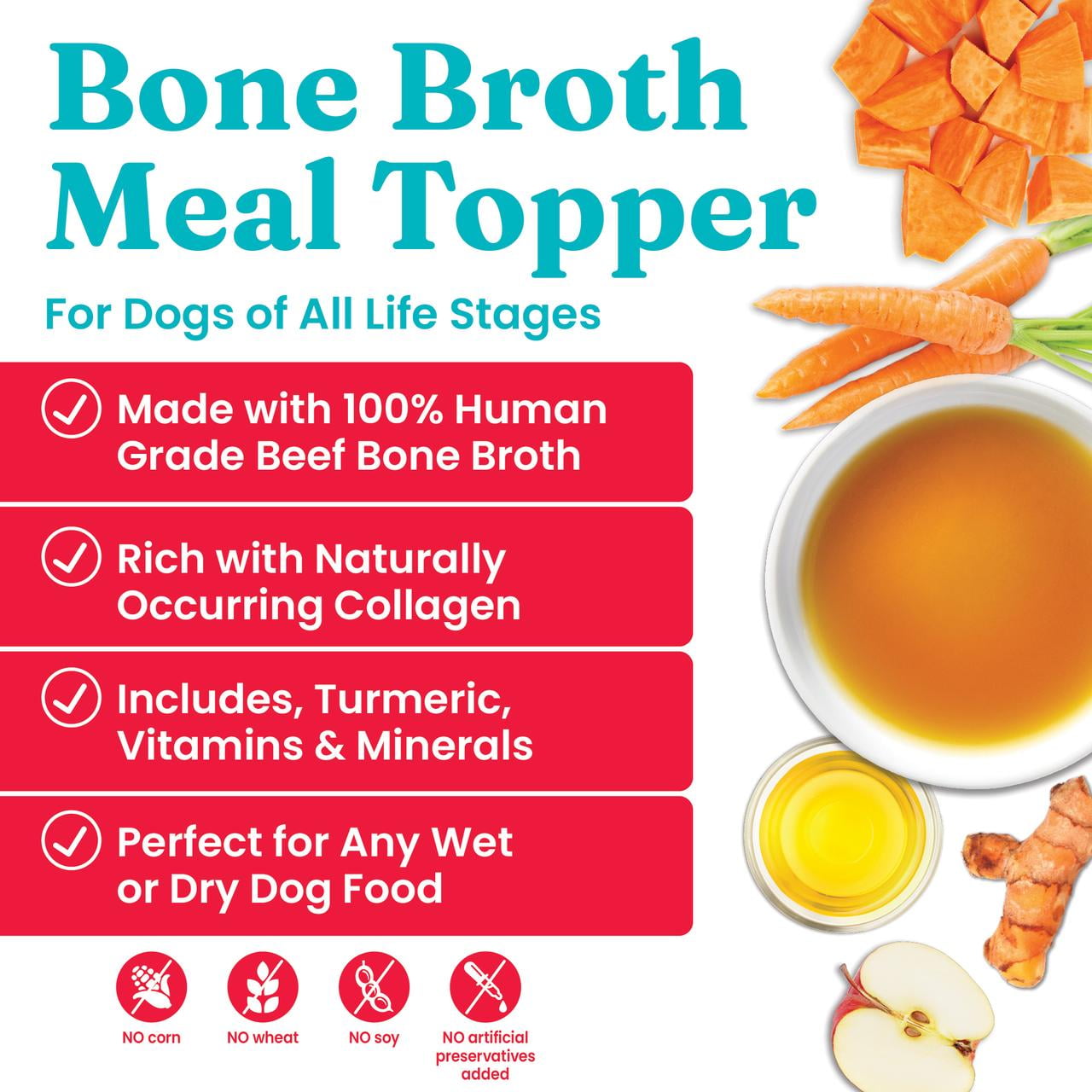 Solid Gold Turkey Bone Broth Dog Food Topper, 8oz.