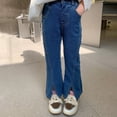 thumbnail image 5 of Little Girls Jeans Super Stretchy Bell-bottomed Pants for 2-10 Years Old, 5 of 8