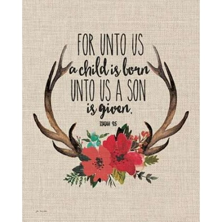 Us Antlers - Unto Us Antlers - Linen Poster Print by Jo Moulton