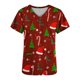 thumbnail image 4 of Camisas Navideñas Para Mujer Moda de Manga Corta Con Cuello en V Tops Uniforme de Trabajo Estampado de Navidad Con Bolsillo Blusa Tops Odeerbi  ODB202647, 4 of 5