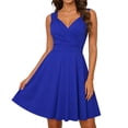 thumbnail image 3 of Laqbezok Women's Retro Cocktail Dress, Elegant V-Neck Crossover Sleeveless Party Gown, Classic Fit and Flare A-Line Mini Wedding Guest Dress, 3 of 5