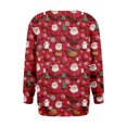 thumbnail image 4 of Women's Casual Long Sleeve Round Neck Sweatshirt Fit Pleated Top with Christmas Print for Fashionable Holiday Outfits and Comfortable Wear,Deep Red,L, 4 of 6