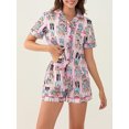 thumbnail image 3 of Christmas Pajama Set for Women Short Sleeve Tops + Elastic Waist Shorts Pjs Loungewear Set Holiday Sleepwear, 3 of 6