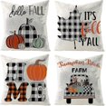 thumbnail image 1 of Fall Pillow Cover 18x18in 4pcs Set, Buffalo Checkered Pumpkin, 1 of 5