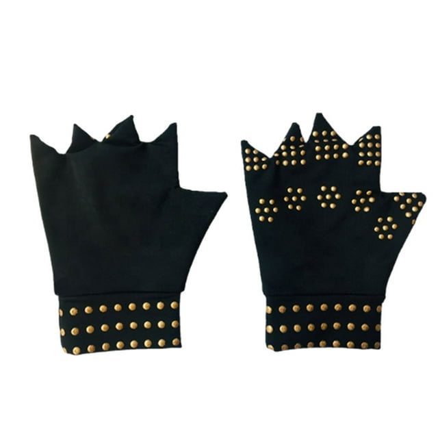 Minnieouse Guante de mano terapéutico para protección de articulaciones de hombre y mujer para diferentes tipos de guante de gimnasio deportivo guantes y mitones Punto negro + dorado F