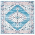 thumbnail image 2 of SAFAVIEH Journey Seachlann Oriental Machine Washable Area Rug, Ivory/Blue, 6'7" x 6'7" Square, 2 of 13