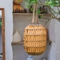 thumbnail image 6 of Natural Rattan Outdoor Lantern with Removable LED Candle and Burlap Jute Rope Handle Candle Hurricane Lantern - 22.4in Decorative Candle Lanterns, 6 of 8