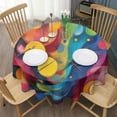 thumbnail image 3 of Colorful Abstract Pattern Round Tablecloth 60"x60",Wrinkle Wipeable Table Cloth for Kitchen Dining Room Picnic Patio Party, 3 of 6