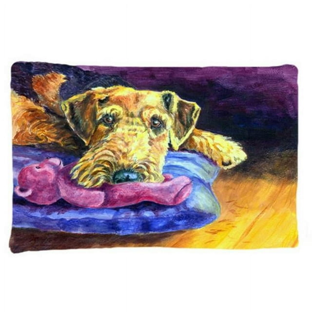 Carolines Treasures 7345PILLOWCASE Airedale Terrier Teddy Bear Fabric Standard Pillowcase