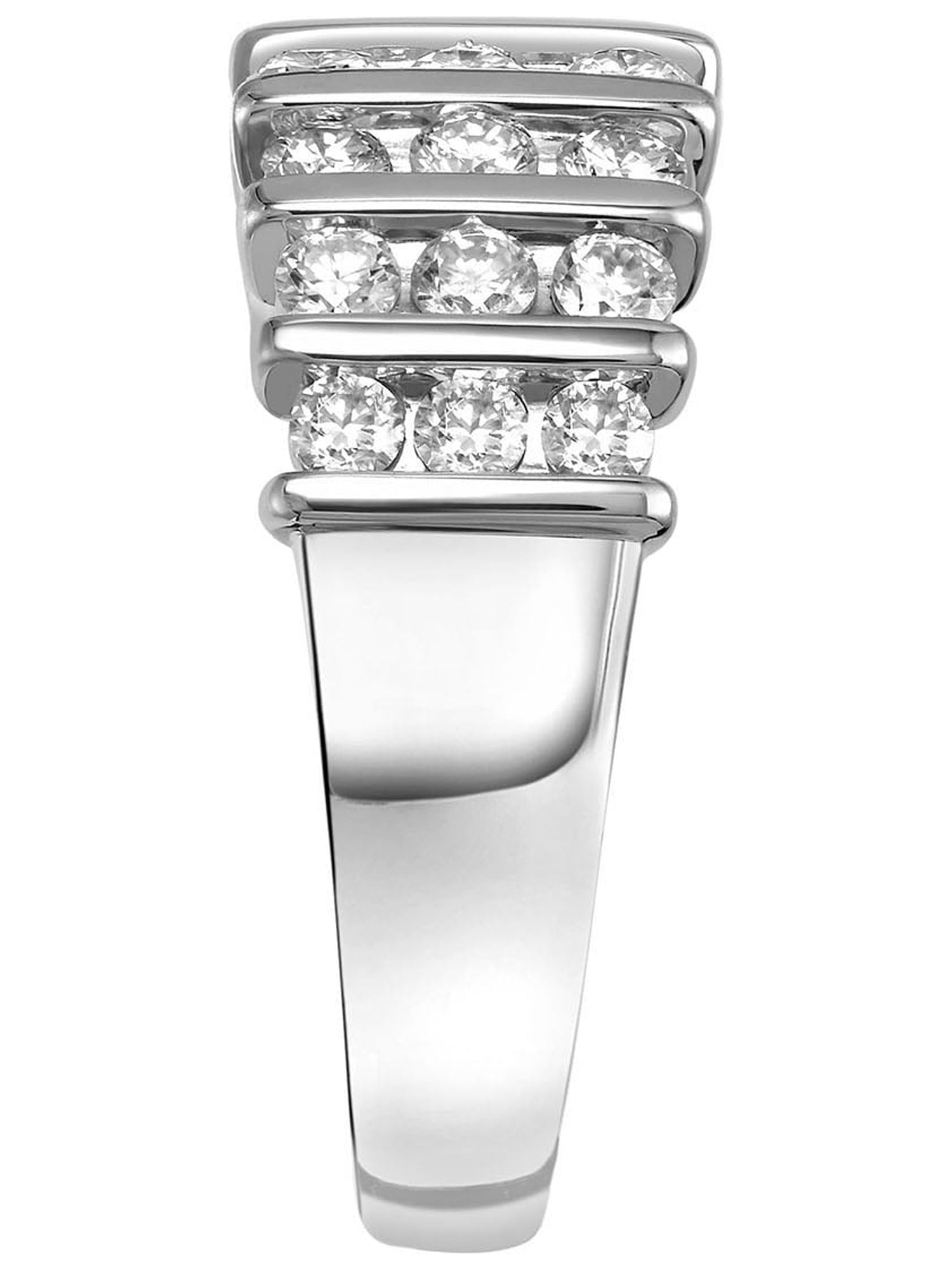 1 Carat DEW Moissanite Sterling Silver Vertical Row Anniversary Band