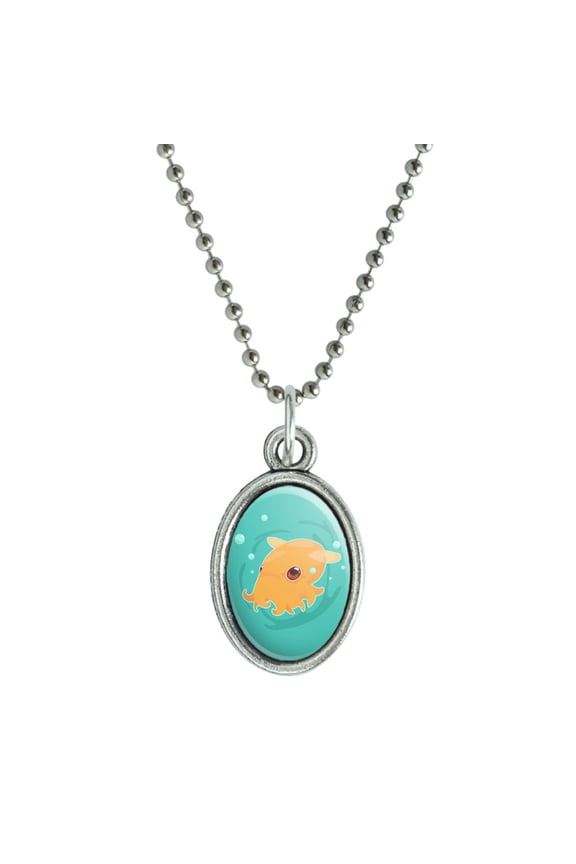 Cute Dumbo Octopus Antiqued Oval Charm Pendant with Chain