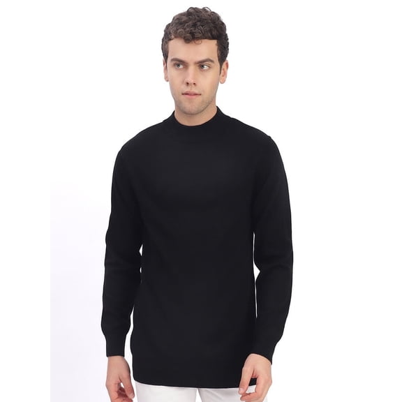 Cavardi Casual Men’s Turtle Neck Sweater – Black | L
