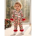 thumbnail image 5 of Cjfdfy Newborn Baby Girl Christmas Satin Pajamas Romper Santa Claus Printed Long Sleeve Furry Trim Jumpsuit Infant Cute Christmas Holiday Fall Winter Sleepwear 0-18 Months, 5 of 9