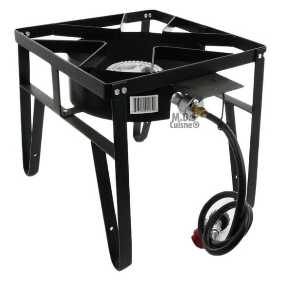 Single High Pressure Gas Burner Square Patio Outdoor Stove Propane Camping Heavy Duty BLACK