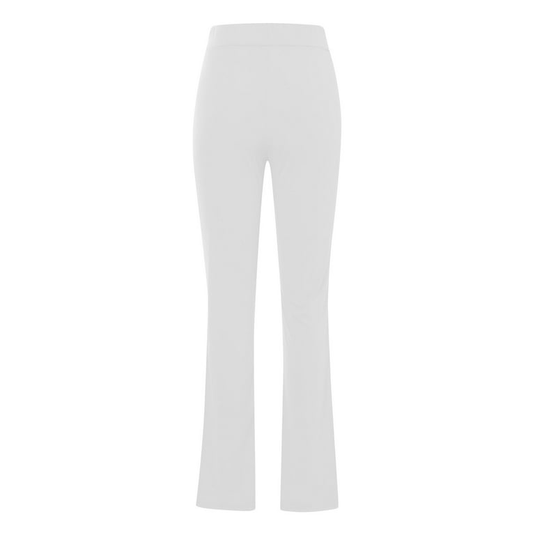 Rewenti Women's Casual Slim High Elastic Waist Solid Color Sports Yoga  Flare Pants Black 8(L)