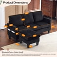 thumbnail image 6 of Ktaxon Convertible Sectional Sofa, L Shaped Couch with Storage Ottoman, Corduroy 3-Seater Couch for Small Space Living Room Black, 6 of 8