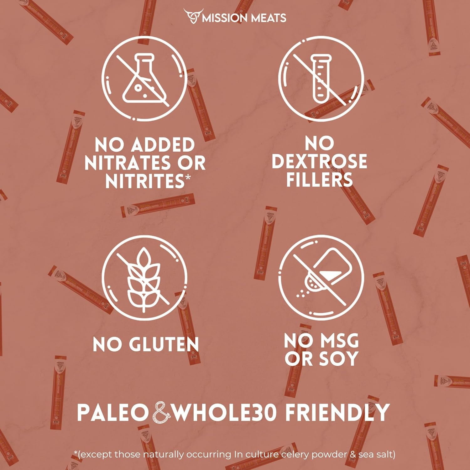 Mission Meats Beef Sticks – 100% Grass Fed & Pasture Raised, Sugar Free, Individually Wrapped Healthy Snacks, Whole 30 & Paleo Friendly, Jalapeno 1oz (Pack of 12)